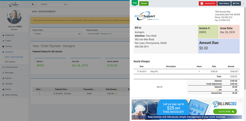 Billwaze payments dashboard